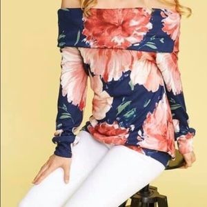 Floral off the shoulder sweater